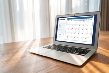 Wall Mural - calendar on computer software application for modish schedule planning for personal organizer and on