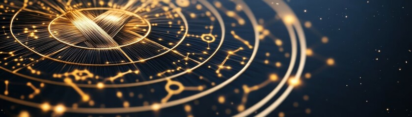 Golden Network Abstract Data Connection on Dark Blue, connectivity , future