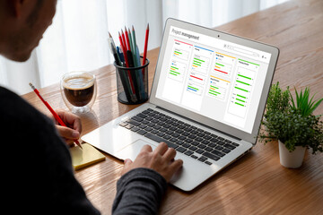 Wall Mural - project planning software for modish business project management on the computer screen showing time