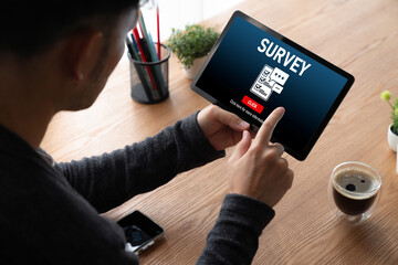 Wall Mural - online survey form for modish digital information collection on the internet network
