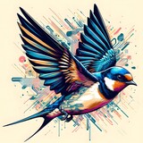 제비, 사이버펑크 스타일 일러스트, jpeg (Barn swallow, Cyberpunk Style Illustration, jpeg)