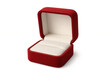 © Michael - Empty open red ring box on transparent background, waiting for precious rings for wedding or engagement