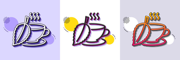 Wall Mural - mint tea line icon. halftone dotted pattern. gradient icon with grain shadow. fresh herbal beverage 
