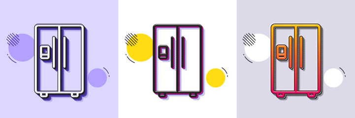 Wall Mural - refrigerator with ice maker line icon. halftone dotted pattern. gradient icon with grain shadow. fri