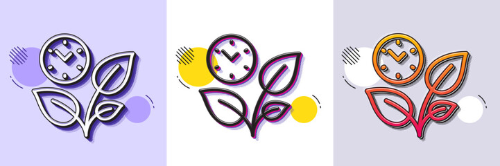 Wall Mural - leaves line icon. halftone dotted pattern. gradient icon with grain shadow. grow plant leaf sign. en