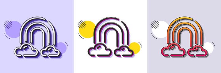 Wall Mural - rainbow line icon. halftone dotted pattern. gradient icon with grain shadow. cloud sky with iridesce