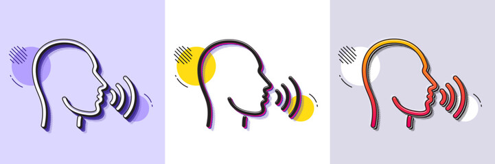 Wall Mural - human sing line icon. halftone dotted pattern. gradient icon with grain shadow. talk sign. person sp