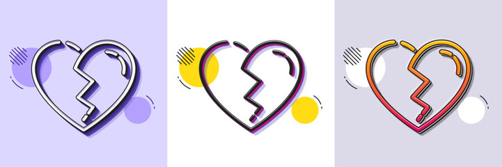 Wall Mural - broken heart line icon. halftone dotted pattern. gradient icon with grain shadow. love crush sign. d