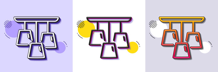 Wall Mural - ceiling lamp line icon. halftone dotted pattern. gradient icon with grain shadow. fixture light sign