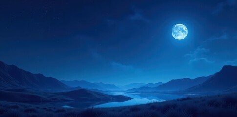 Wall Mural - Dark blue gradient, starry night, ethereal glow, tranquil moonlit scene, wallpaper background, moonlight