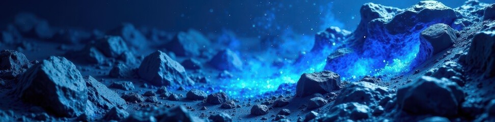 Wall Mural - Abstract blue molten rock, textured background, magma, heat