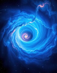 Wall Mural - Ethereal blue nebula swirls, hinting at hidden wormholes, glowing nebula, astronomy, science fiction