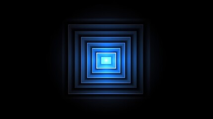 Wall Mural - blue square with a black background. the blue squares are arranged in a row. the blue squares are al