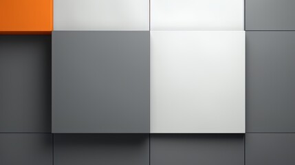 Wall Mural - gray and white background with a white square in the middle. the square is orange
