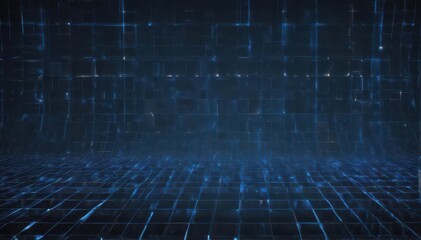 Wall Mural - abstract blue glowing digital grid background, future, abstract