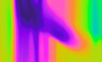 Wall Mural - Abstract illustration in psychedelic gradient style with vibrant, wavy neon shapes. Colors include purple, pink, yellow, green, and cyan, blending smoothly for a fluid and dynamic visual effect.