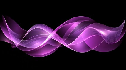 Wall Mural - purple wave with a black background. the wave is very long and has a lot of detail