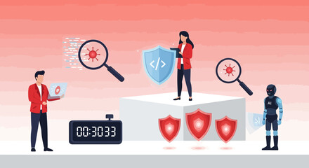 Illustrative representation of collaborative cybersecurity threat detection and rapid response using AI