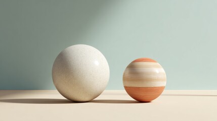 Canvas Print - two artistic spheres on minimalist background for creative projects