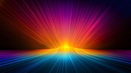 Wall Mural - the image shows a vibrant abstract design with radiating lines; the colors range from deep blues and