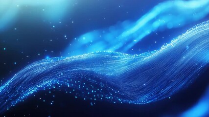 Wall Mural - abstract blue digital wave with glowing particles creating a sense of depth and motion in a futurist