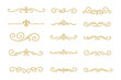 © Bruno - Elegant gold dividers and vintage flourishes. A set of ornamental calligraphic lines and decorative borders. Luxury vector elements for wedding invitations, certificates, and menu design.