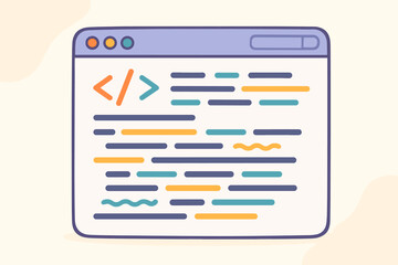 programming concept. web browser with code. software development vector illustration. abstract html 