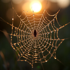 spider web with dew drops