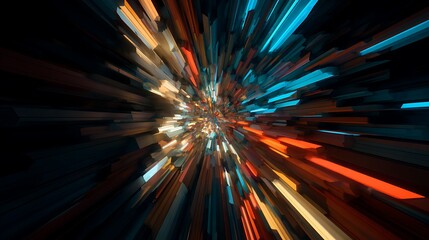 Wall Mural - an abstract explosion of vibrant colors and geometric shapes, creating a dynamic and futuristic back