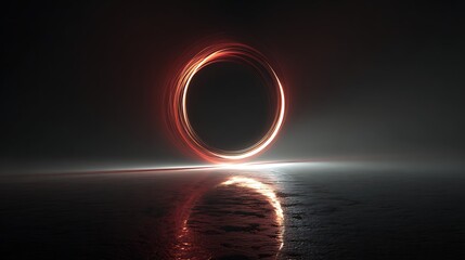 Wall Mural - abstract 3d rendering of a dark portal with glowing red particles, creating a futuristic and dynamic