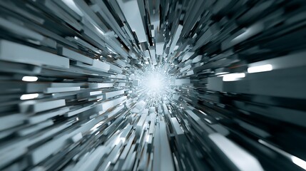 Wall Mural - abstract light tunnel background with futuristic and technological elements, creating a sense of spe