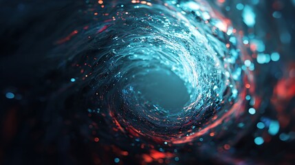 Wall Mural - abstract aqua vortex art background with red light effect, a mesmerizing whirlpool of color and ener