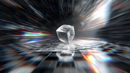 Wall Mural - abstract diamond cube art background with white light effect, a mesmerizing prism of color and energ