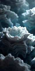 Wall Mural - abstract fractal waves creating a visually stunning and modern texture, resembling snow or ice forma