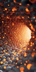 Wall Mural - a glowing tunnel of spheres creates a futuristic and abstract background, with a sense of perspectiv