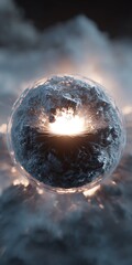 Poster - abstract sphere in the sky with clouds and light, creating a dreamy and celestial atmosphere for nat