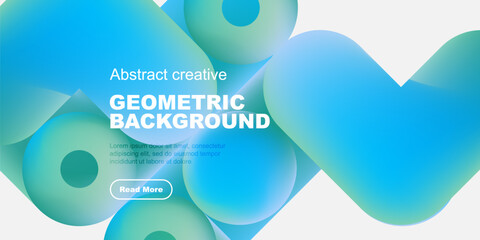 Wall Mural - fluid shapes, vibrant blues create modern abstract background. text overlay invites further explorat