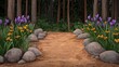 © Dragon42 - Pixel Art Forest Path with Purple and Orange Wildflowers