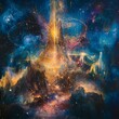 © Hafsa Ahmed Khan - Celestial Reverberation Layers of cosmic energy reverberating with surreal power vivid and rhythmic