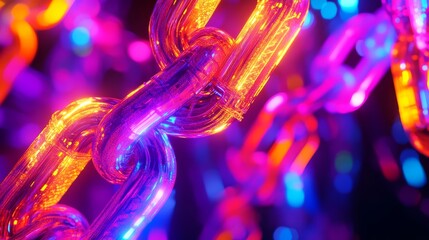 Wall Mural - vibrant chains intertwining in an abstract representation of connection. the glowing colors create a