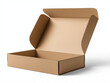 © SKILLTAKES.COM - Brown cardboard box with open flaps ready for packaging or storage in a neutral setting