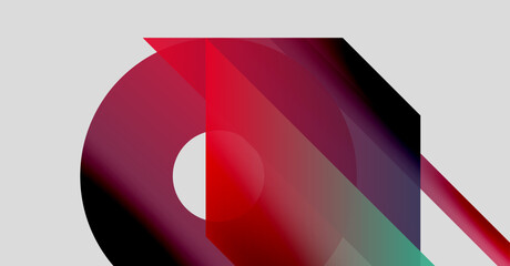 Wall Mural - abstract geometric composition. overlapping shapes create dynamic visual impact. red, teal, purple h