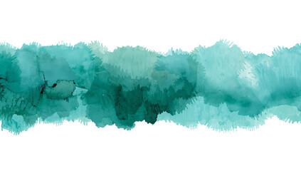 Wall Mural - abstract watercolor wash stroke in teal hues, floating on isolated transparent backdrop, modern