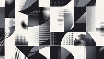 Wall Mural - Modern Monochrome Geometric Pattern with Halftones