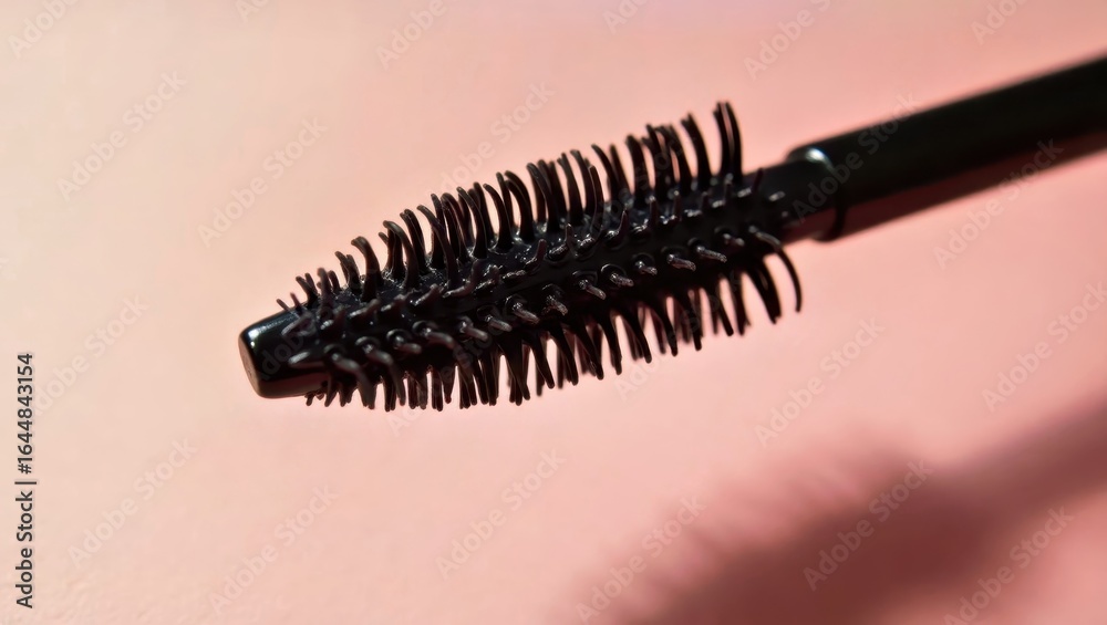 Tubing Mascara. Black mascara brush close-up, beauty makeup tool for e