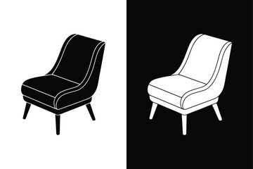 Minimalist Slipper Chair Icon Silhouette. Elegant Vector Design