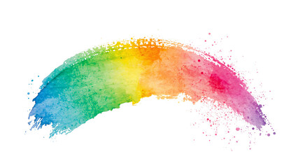 Wall Mural - vibrant spectrum gradient watercolor arching brushstroke on an isolated transparent background