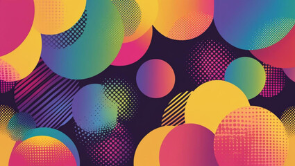 Wall Mural - Abstract Gradient Circles with Retro Patterns