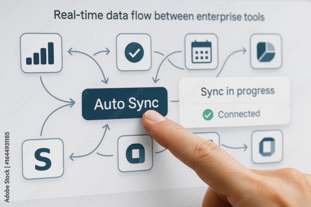 Enterprise Auto Sync Interface Showing Real-Time Data Flow Between ...
