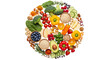 © Toqeer - Overhead shot of healthy fresh food arranged in a circle isolated PNG with Transparent Background